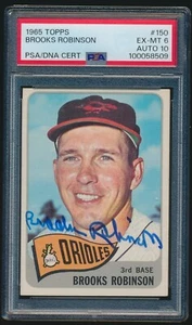 BROOKS ROBINSON #150 1965 Topps Baseball PSA/DNA AUTO 10 PSA 6 ORIOLES - Picture 1 of 2