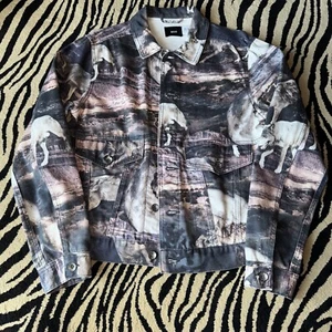BDG Denim Jacket With Wolf Print Mens Urban Outfitters - Picture 1 of 2