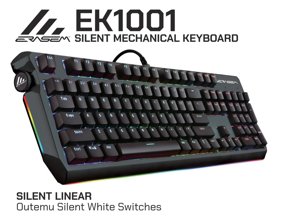Erasem EK1001-SL Silent Mechanical Keyboard - Full Size - Silent Linear Switches - Image 1 of 4