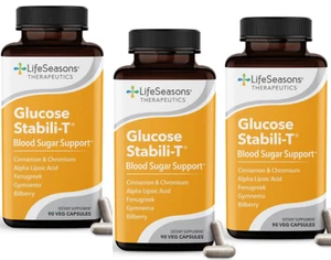 (3) 90 ea / 270 CAPs Life Seasons Glucose Stabili-T BLOOD SUGAR SUPPORT EXP 2027 - Picture 1 of 3