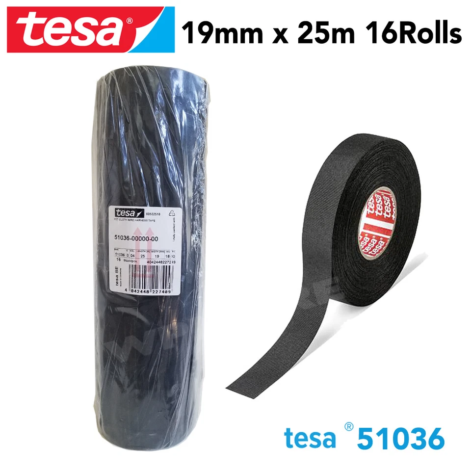 Tesa 51036 PET Cloth Wire Harness Tape for High Abrasion Protection Triple A -16 - Image 1 of 1
