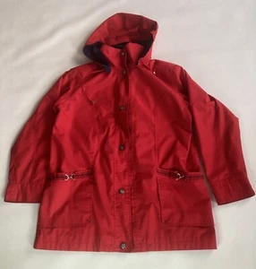 Mackintosh New England Red with Black Trim Jacket with Detachable Hood Size M - Picture 1 of 10