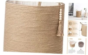 Tall Wicker Laundry Basket Woven Storage Basket Decorative Natural Rope - Picture 1 of 7