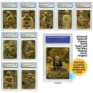 STAR WARS Set of 9 Licensed 23K Gold Cards Graded Gem Mint 10 DARTH VADER SERIES - Picture 1 of 3