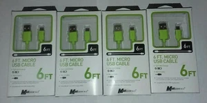 Lot of 3 MOBILESSENTIALS 6ft Sync & charge Cable micro-USB Phone Charger Cable - Picture 1 of 3