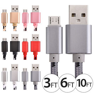 3/6/10Ft Micro USB Fast Charger Data Sync Cable Cord For Samsung LG HTC Android