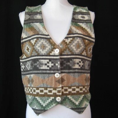 Chaleco tapiz Bravo Southwestern de colección para mujer M o L algodón años 80 90 Foto 1 de 4