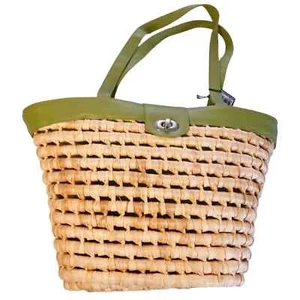 Bijoux Turner, Ratan Handbag, Beachbag, Woven, NWT Boho, Green Rafia Vacation - Picture 1 of 8