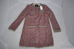 Dolce & Gabbana D&G Pink Boucle Tweed Chain Popper Jacket Trench Coat IT40 UK8