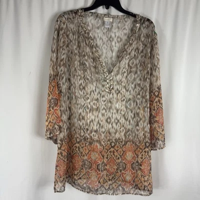 Túnica de lentejuelas con estampado de leopardo Chico's talla:3 Foto 1 de 4