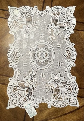 Great Bay Lace Company  12” x 19" Ecru Doily Floral NEW! Off White - Image 1 of 4