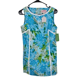 Lilly Pulitzer Dress Size 4 Floral Preppy Cotton Blend Skye Blue Exbloomsion NWT - Picture 1 of 13