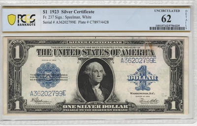 Fr.237 1923 Horseblanket $1 Silver Certificate PCGS Uncirculated 62 Details - Image 1 of 2
