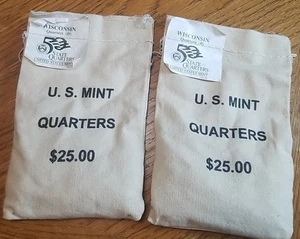 200 x 2004-D and P Wisconsin State Quarters in Two Sealed $25 U.S. Mint Bags - Picture 1 of 1