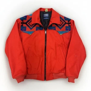 Vintage Pendleton High Grade Western Wear Red Navajo Wool Jacket Size Medium - Picture 1 of 11