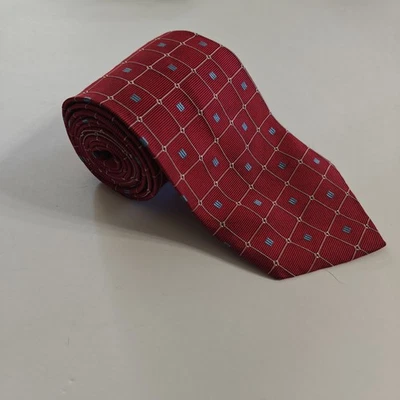 Jos A Bank Corbata Geométrica Roja Extra Larga 64" Repp Seda Entrevista Profesional  Foto 1 de 4