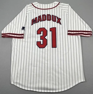 Vintage Starter Atlanta Braves Greg Maddux #31 Jersey Mens XXL MLB Pin Stripe - Picture 1 of 7