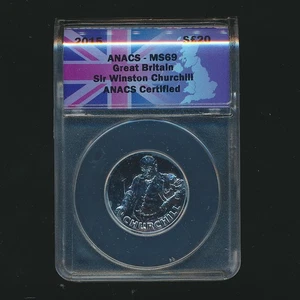 2015 GREAT BRITAIN SIR WINSTON CHURCHILL 20 POUNDS .999 ~ ANACS MS69 - Picture 1 of 4