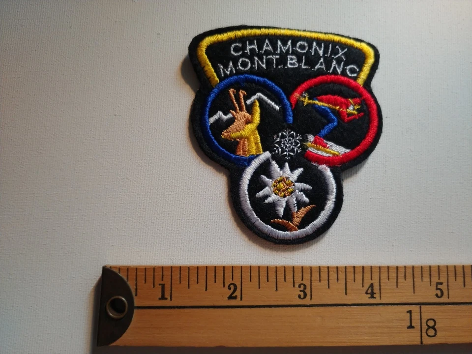 * 1 CHAMONIX MONT BLANC FRANCIA FRANCESA ESQUÍ ESQUÍ ESCUDO INSIGNIA ECUSSON * Foto 1 de 1