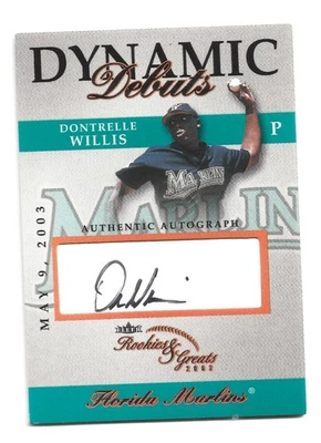 2003 Dontrelle Willis Fleer 新秀和伟人动态首发签名 SP 96/100 — 第 1/2 张图片