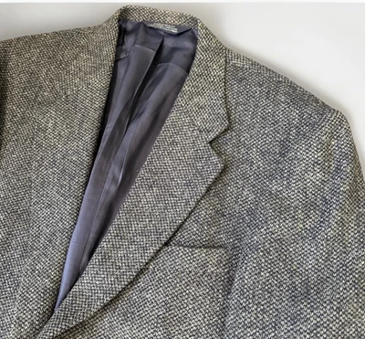 VTG LANDS END Authentic Men’s Harris Tweed Wool Sport Coat 44R Houndstooth Lined - Image 1 of 4