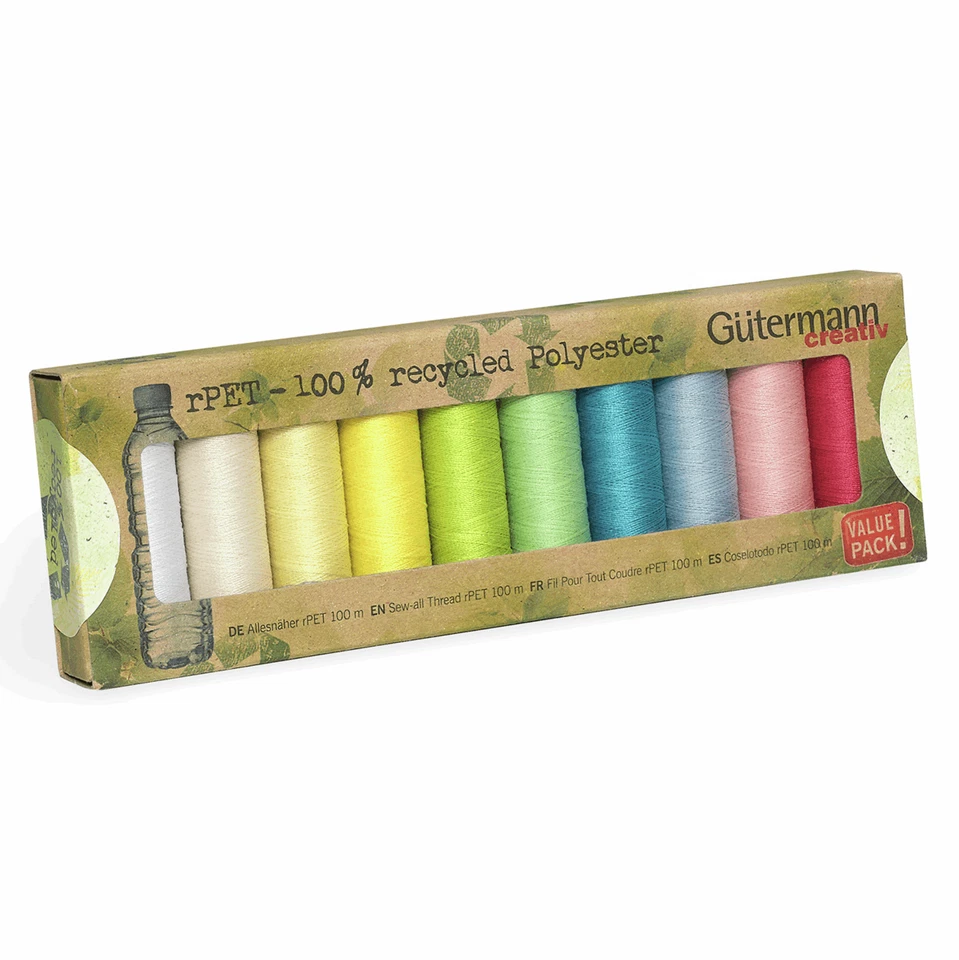 Gutermann Sew All Thread Set Recycled(rPET) - 10 x Reels 100m - Assorted - Col.2 - Image 1 of 1