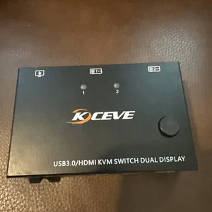 KCEVE Interrupteur KVM double écran avec 4 USB KVM202AS - MANQUE CORDON D’ALIMENTATION DC/5V - Photo 1/6