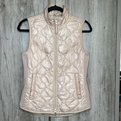 J Crew Rose Gold Vest Quilted Zip Pockets Size 2XS - Image 1 of 4