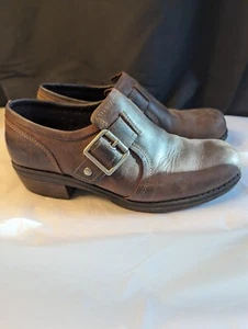 Eastland Women's 6.5 Brown Leather Side Buckle Slip On Shoes - Picture 1 of 10