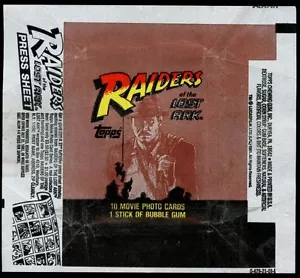 Indiana Jones Raiders Of The Lost Ark, Advert 1 Trading Cards Wrapper #W17 - Foto 1 di 1