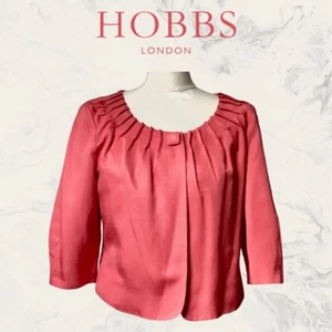 Hobbs Mujer Coral Seda Algodón Mezcla Ocasión Chaqueta Reino Unido 12 EE. UU. 8 UE 40 - Imagen 1 de 6