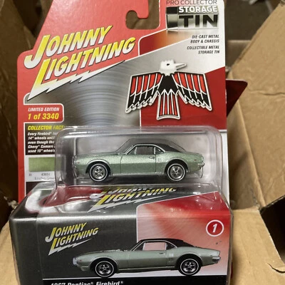 N14 Johnny Lightning JLCT004 1967 Pontiac Firebird  LINDEN GREEN Collector Tin - Image 1 of 2