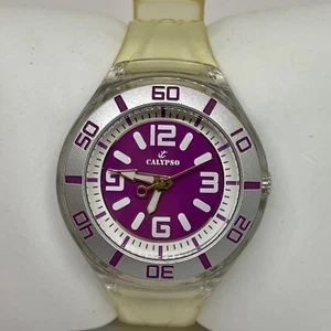 Calypso Quartz analog watch 38mm 100MWR purple dial plastic silicone running - Picture 1 of 6