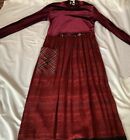 Vtg Designer Ashley Rae Dress Maxi Burgundy Velvet Top Brocade Skirt One Size