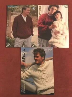 Patons Original 1980's Mens Aran/Sport Weight Knitting Patterns  601.1.1 - Image 1 of 4