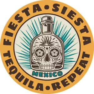 Fiesta • Tequila • Siesta • Repeat Vinyl Decal UV Sticker Mexico Day of the Dead - Picture 1 of 1
