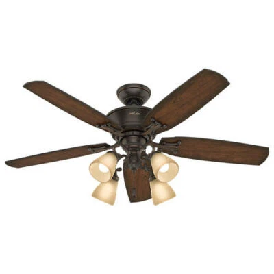 52" Onyx Bengal Burnished Aged Cherry Blade Indoor LED Ceiling Fan Ventilation - Image 1 of 4