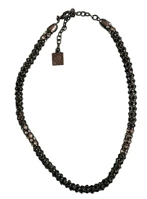 Collar Ann Klein Negro Gunmetal Estrás Circonita Cúbica Ajustable 16-18 pulgadas Foto 1 de 3