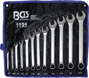 Serie Kit Set 12 PZ Chiavi Combinate Fisse e Stella in Pollici Pollice BGS1195 - Foto 1 di 1