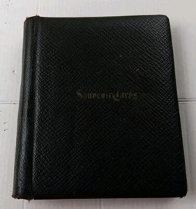Empty Vtg. Black Leather Design Post Card Album Very Old/Used See Pics-40 Pages - Picture 1 of 6