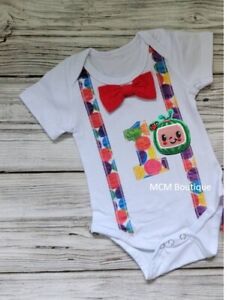 Boy First Birthday Watermelon Coco Melon Outfit Bodysuit Romper Clothes