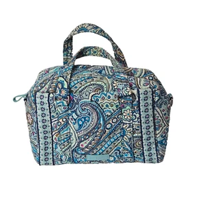 Vera Bradley Daisy Dot Paisley Satchel Handbag Blue Iconic Retired Double Handle - Picture 1 of 10