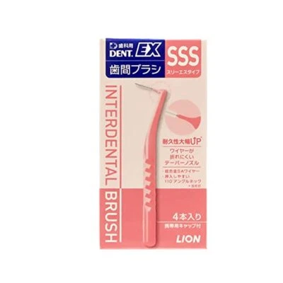 LION DENT.EX Interdental Brush 4 Pcs SSS Size Pink New Dental Picks - Image 1 of 3