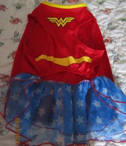 DC Wonder Woman Costume Size Large Polyester Never Worn Dress w Cape - Picture 1 of 4