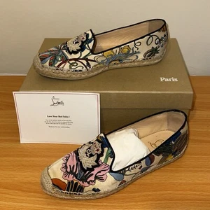 Christian Louboutin - Nanou Orlato Donna Flat CR Satin Floral Espadrilles EU 37 - Picture 1 of 8
