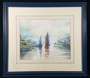 Original Watercolour Art Maritime Painting c2000 Sailing Ships - Picture 1 of 3