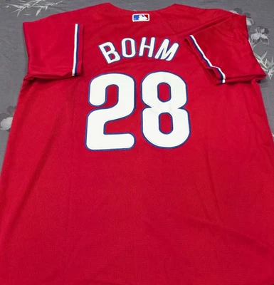 Alec Bohm #28 Phillies Red Cool Base Sewn Stitched Jersey. - Image 1 of 4