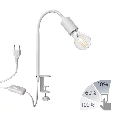 Lampada a morsetto E27 LELE con collo d'oca bianco incl. LED E27 dimmerabile in - Immagine 1 di 4