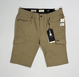 Scott James Khaki Bermuda Cargo Shorts Men 32x12 NWT Superior Stretch Slim Fit - Picture 1 of 11