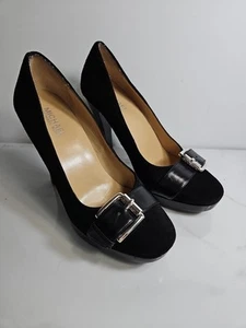 Michael Kors Black Suede Leather 4.5" Heels Pump Slip-On Shoes 6.5M - Picture 1 of 7